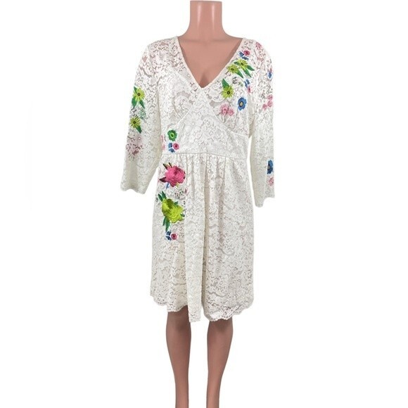 NWT Anthropologie Adaline Lace Dress by Tracy Reese Size‎ 16 Floral Embroidery - Picture 1 of 11